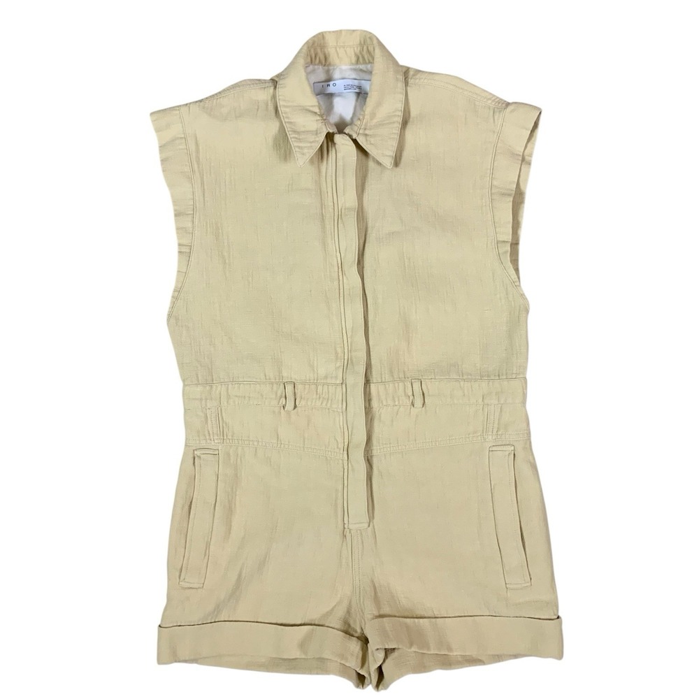 IRO Paris Utility Romper Sleeveless Yellow‎ Linen Blend Size 38